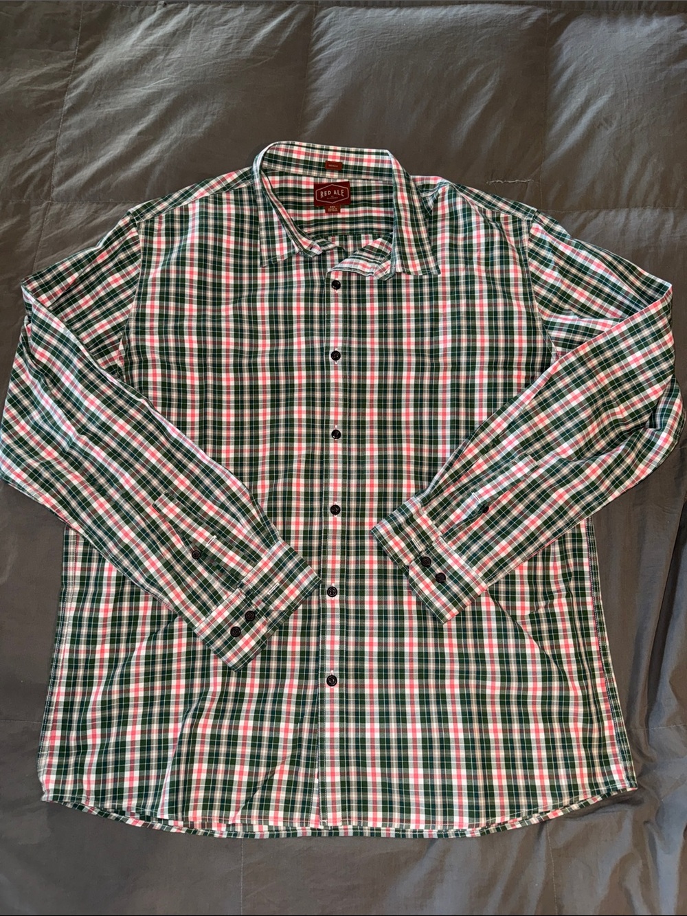 Red Ale, Men's Green Plaid Button-Up Shirt